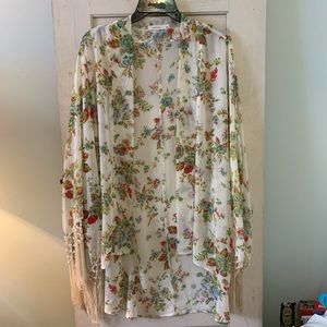 Long Fringe Detail Boutique Kimono